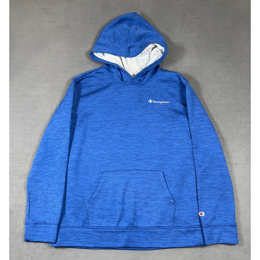 Champion Hoodie Boys Large 14/16 Blue Performance Pullover Logo
